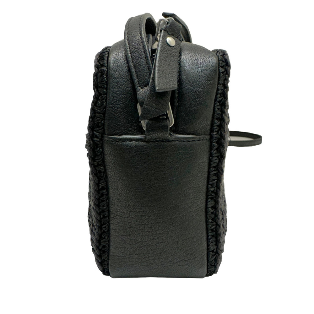 Saint Laurent Lou Camera Bag Raffia Shoulder Black Tassel YSL Fringe - Picture 3 of 11